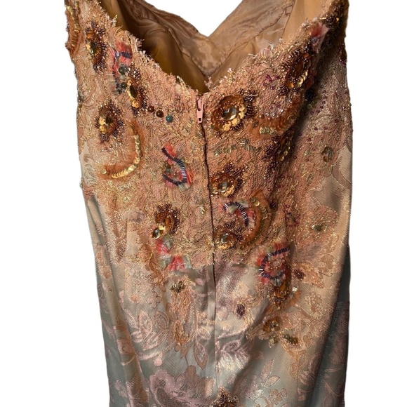 Terani Women’s Gown Champagne Gold Strapless Beaded Sweetheart Neckline size 18 - Picture 7 of 11